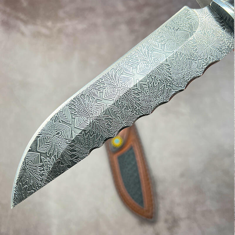 户外直刀锻打9CR高硬度锋利一体精美收藏小刀荒野求生防身生存刀