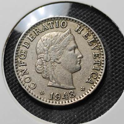 KK钱币收藏小铺  第385期  2月预留时间 周末发货 -  1943瑞士20分