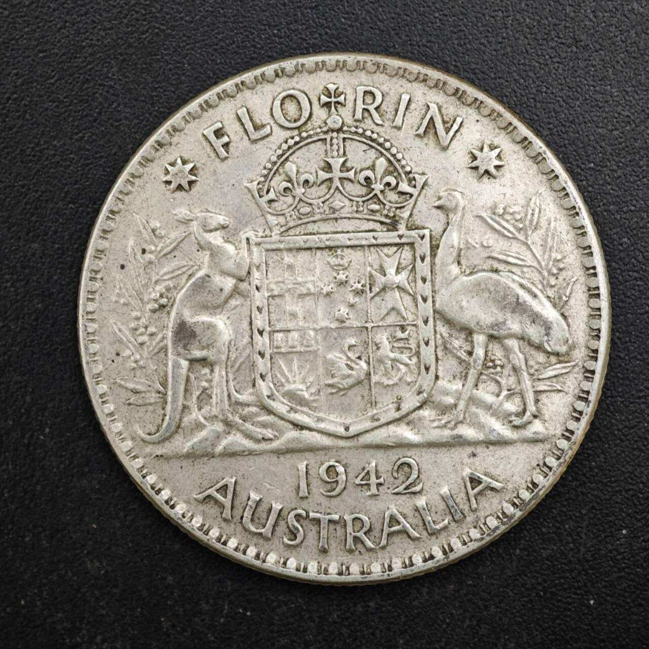 【淘币小摊】限时拍第八百四十拍  散币银币场  满百包邮可预留两周  周一统一发货  澳大利亚1942年乔治六世弗洛林银币参考银价180
