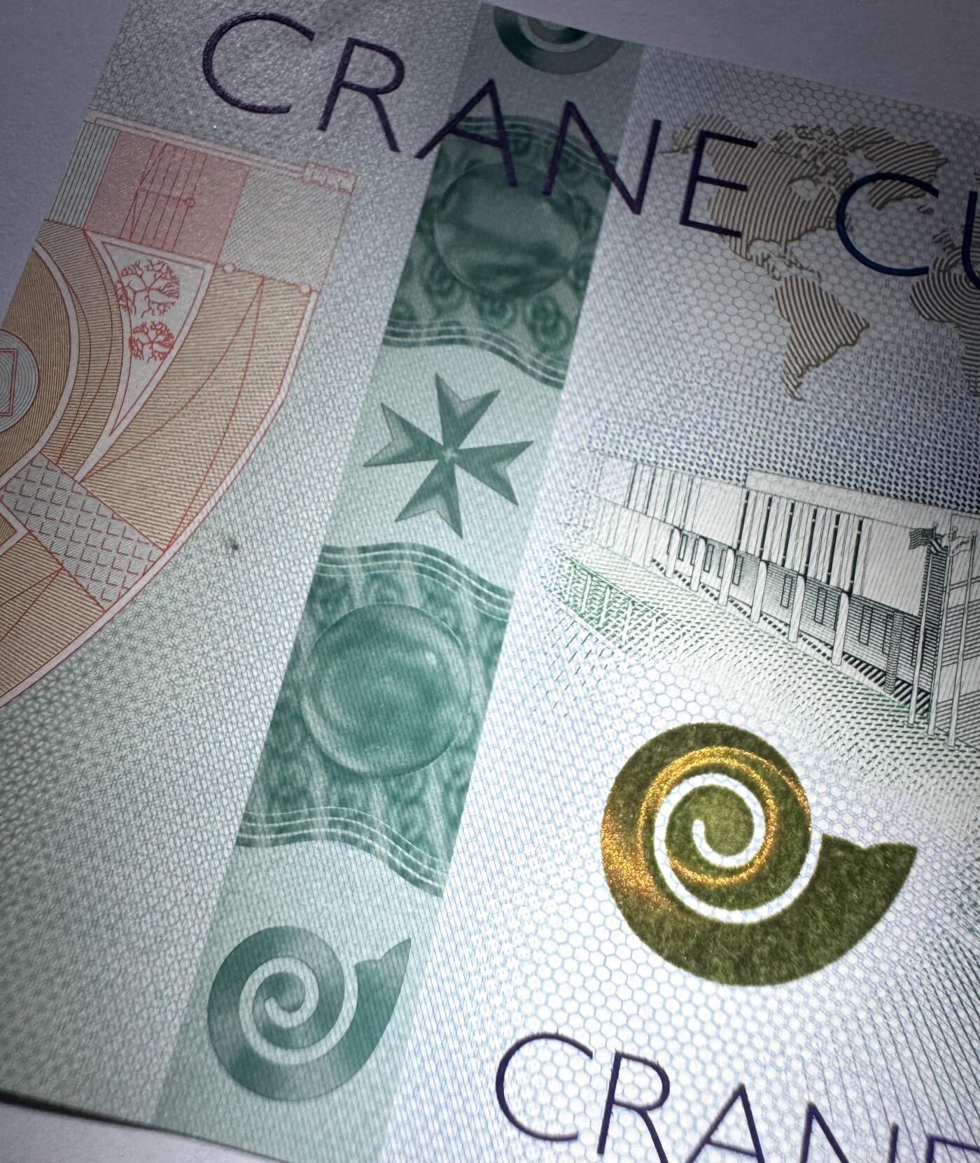 2026第1场（总第228期）：精品测试钞、外钞、塑料钞、连体钞综合场 美国Crane“马耳他哈尔法尔印钞厂”Motion Surfacet™ 微光学安全线～眼睛09系列测试钞UNC（纸胆微褶皱）