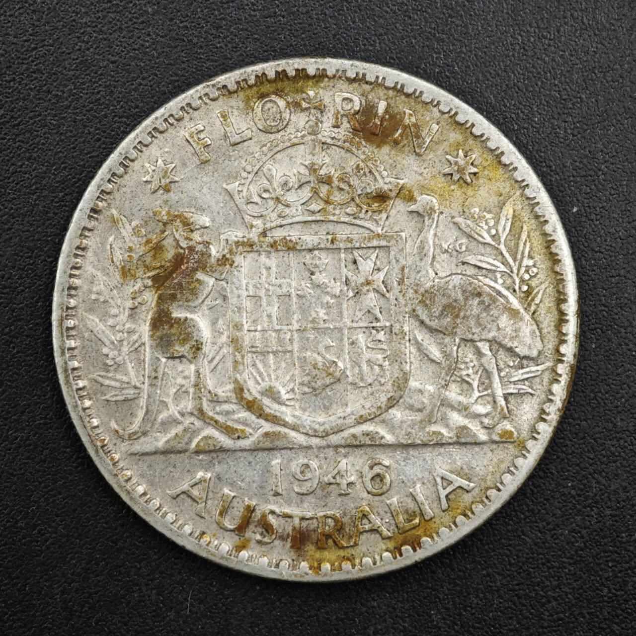 【淘币小摊】限时拍第八百四十拍  散币银币场  满百包邮可预留两周  周一统一发货  澳大利亚1946年乔治六世弗洛林银币参考银价98