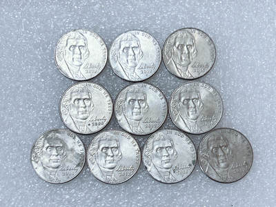 第一海外回流一元起拍收藏 散集专场  第286期 - 美国杰弗逊总统5美分硬币 10枚