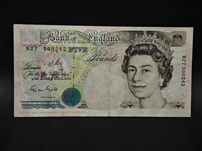 【淘币小摊】限时拍第八百四十二拍  纸币场  满百包邮可预留两周  周一统一发货  - 英国英格兰银行5镑纸币【有折】