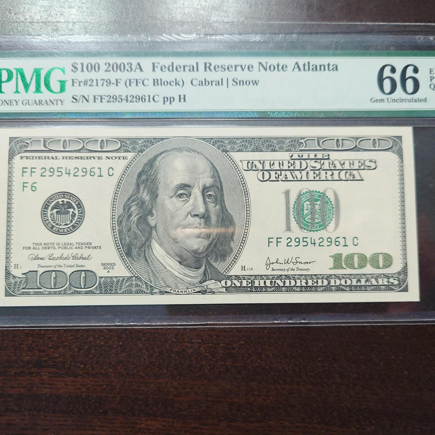 【新年六拍】世界钱币～微拍第227期暨2026年第6期  美/港等硬通评级币剩余尾货 2003A美国100元大头 PMG66E 带4尾号2961
