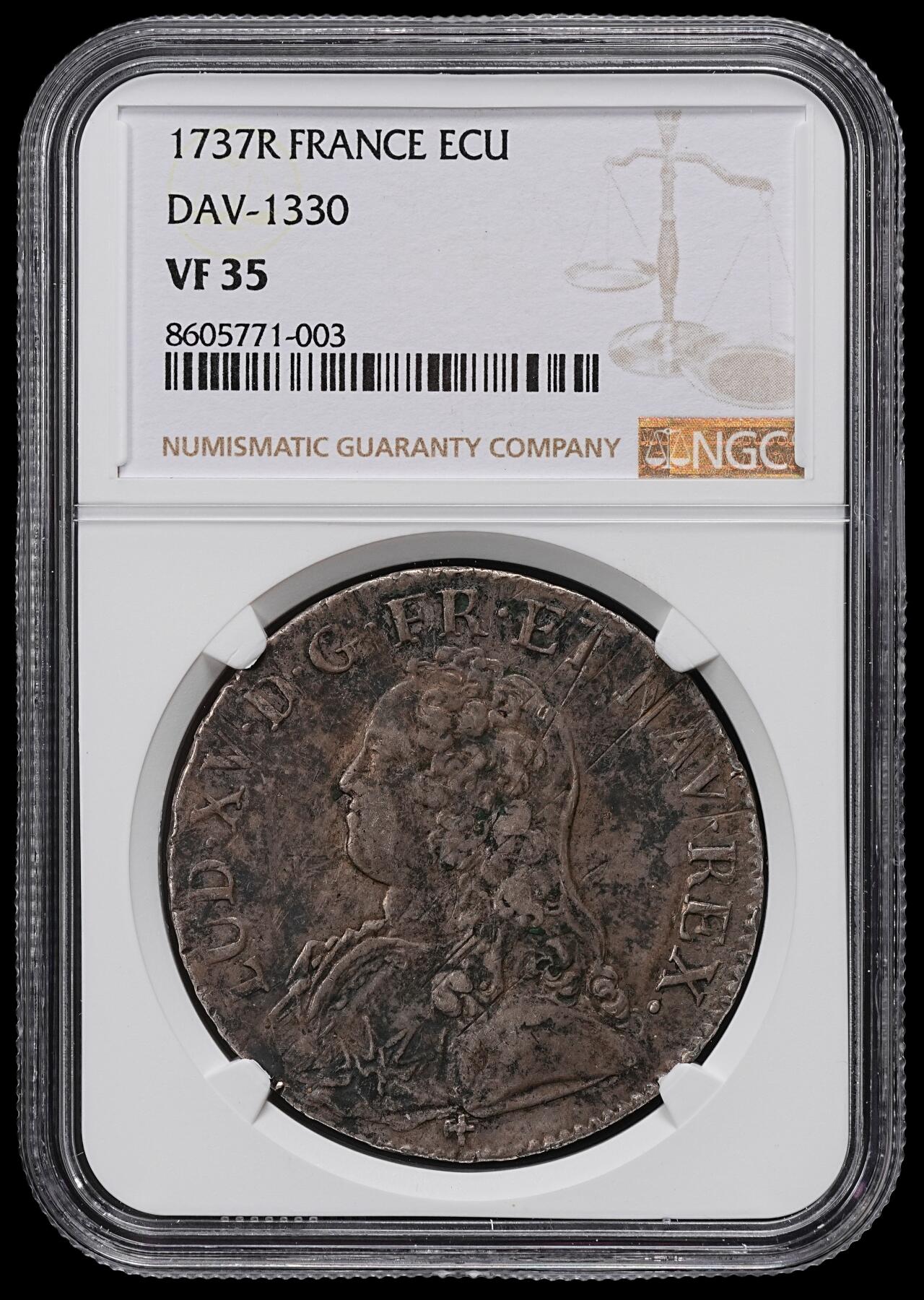 修遠堂世界钱币第一百期 NGC VF35 1737年法国埃居大银币 R厂铭