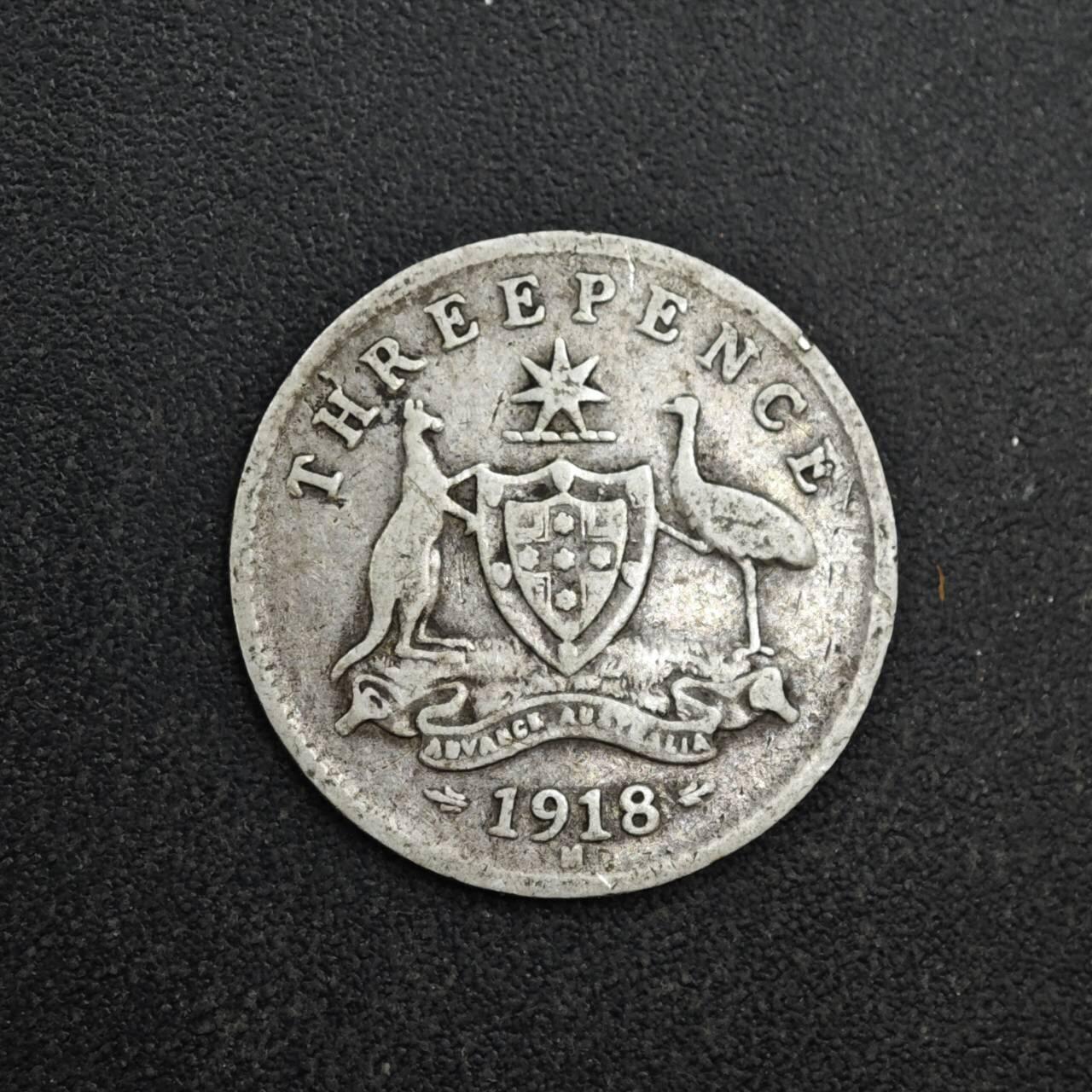 【淘币小摊】限时拍第八百四十拍  散币银币场  满百包邮可预留两周  周一统一发货  澳大利亚1918年乔治五世3便士银币参考银价22