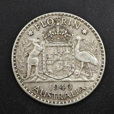 【淘币小摊】限时拍第八百四十拍  散币银币场  满百包邮可预留两周  周一统一发货  - 澳大利亚1940年乔治六世弗洛林银币参考银价180