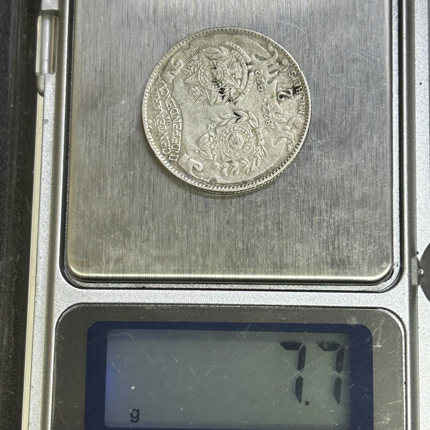 西秦中古拍卖第七十二期 1922年巴西独立百年纪念币2000瑞斯银币 重7.7克