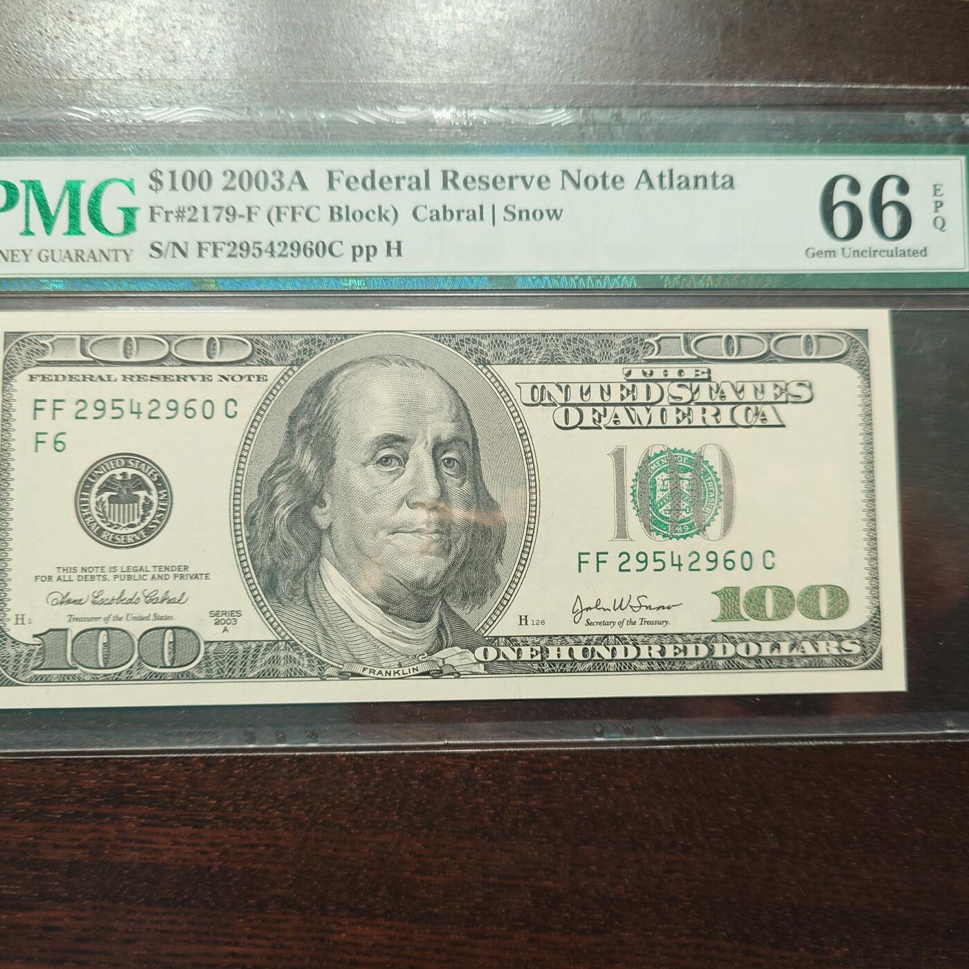 【新年六拍】世界钱币～微拍第227期暨2026年第6期  美/港等硬通评级币剩余尾货 2003A美国100元大头 PMG66E 带4尾号2960