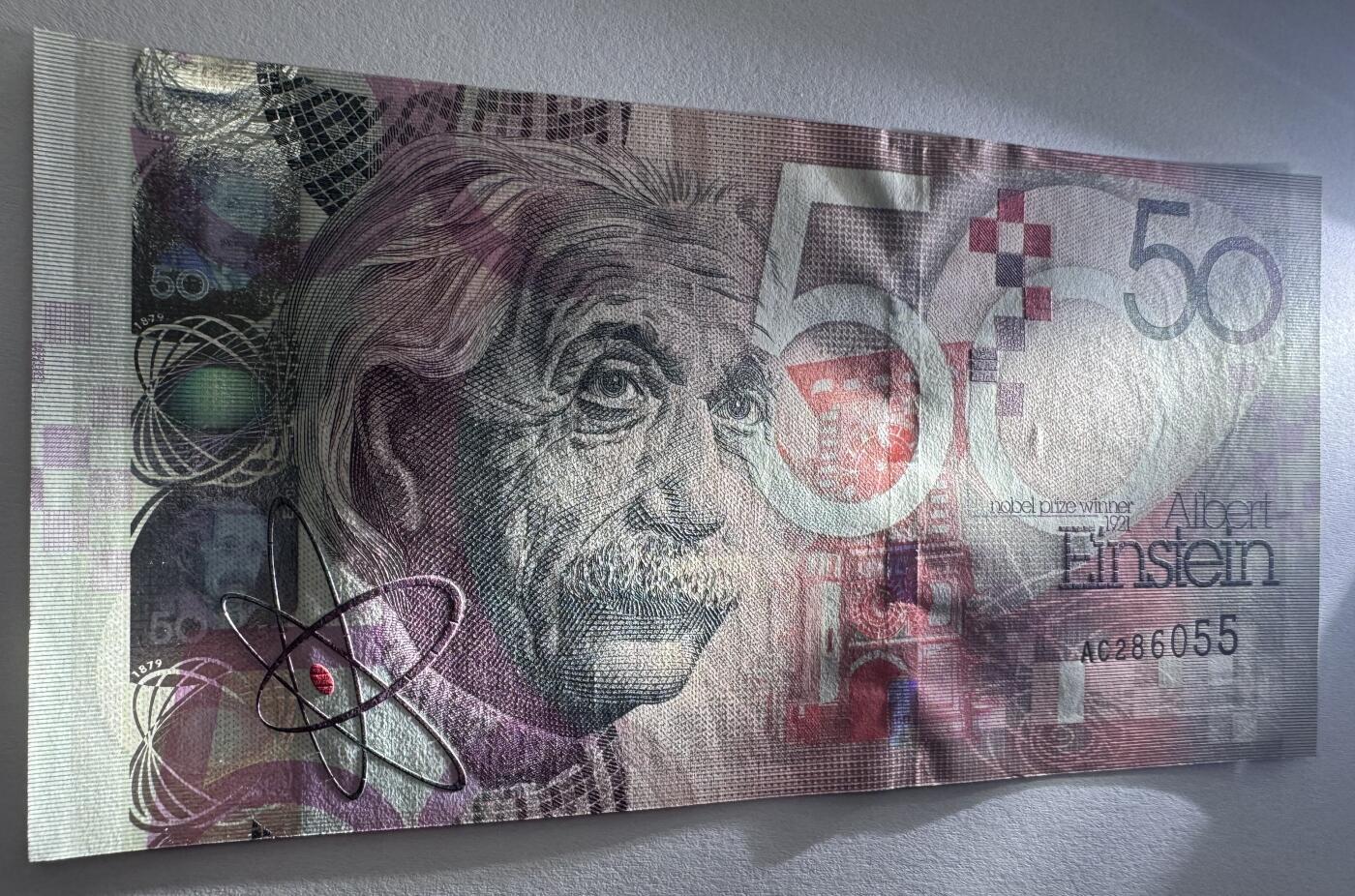 2026第1场（总第228期）：精品测试钞、外钞、塑料钞、连体钞综合场 德纳罗DLR“爱因斯坦”50面额DepthThread®景深安全线测试钞UNC（全程无47）