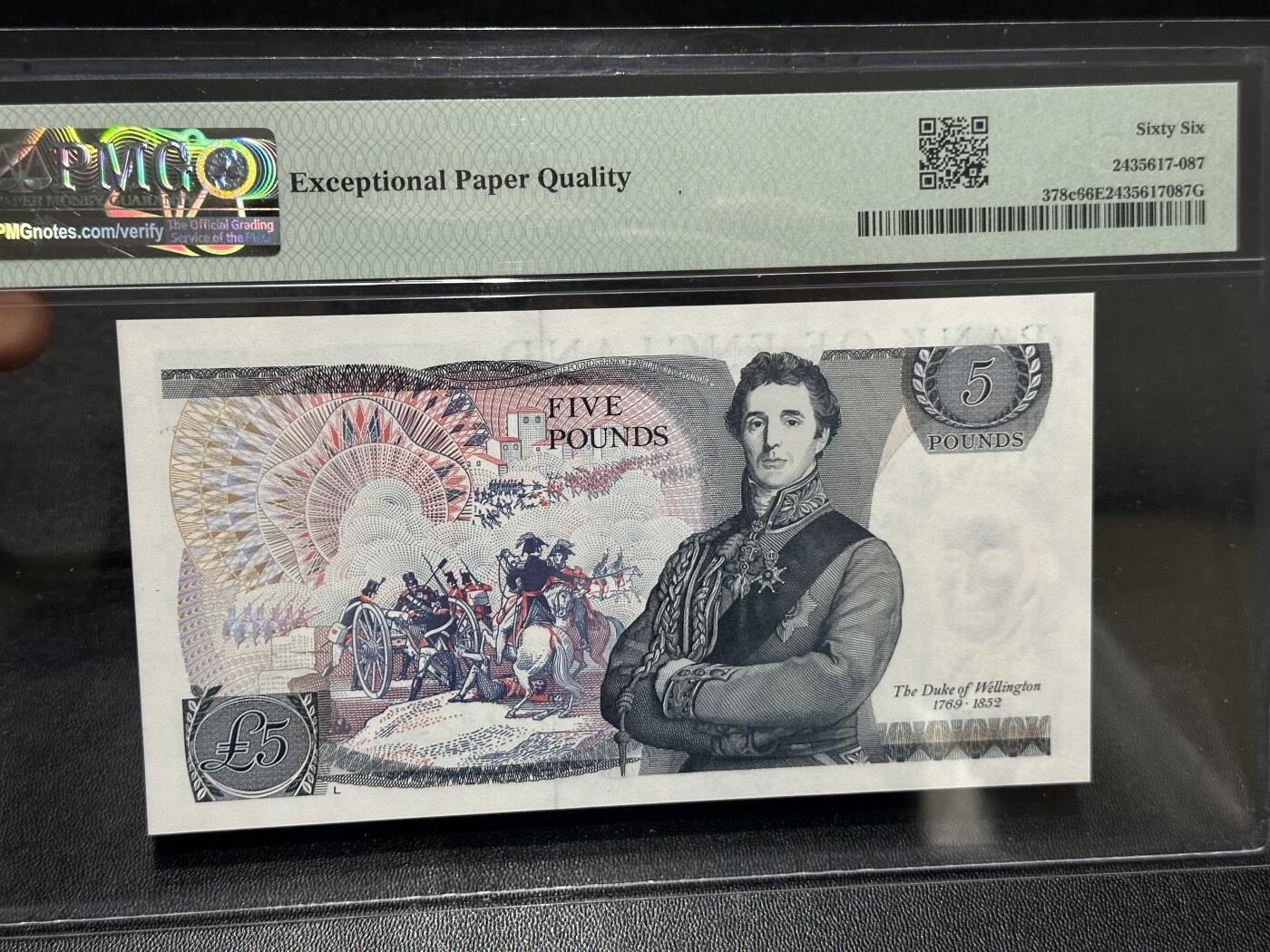 🎉🎉🎉《外钞收藏家》第六百期（年度庆典场）（本平台长期征集拍品、欢迎藏友们联系合作）❤️❤️❤️ 1980-87年英国D序列5镑 PMG66