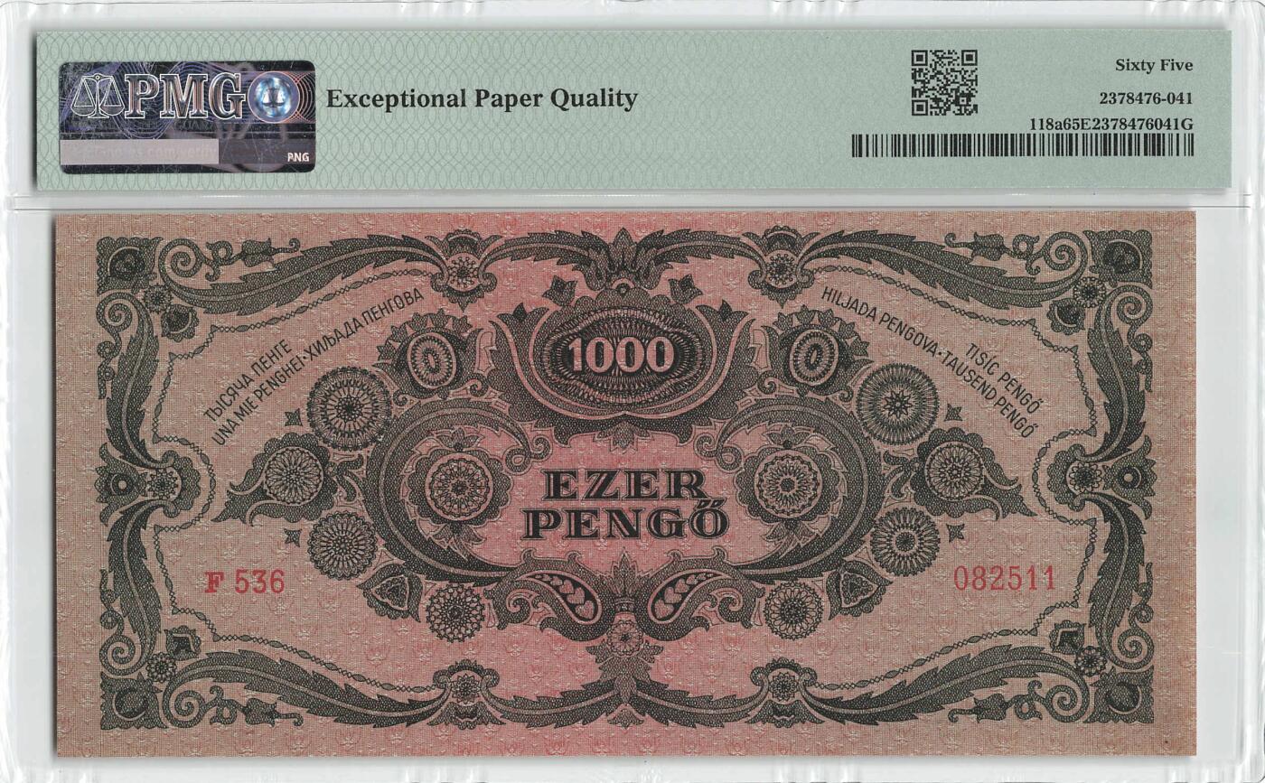 小福收藏拍卖第200期 【庆典场 中拍就有好礼相赠】评级币精选场 本期有捷克斯洛伐克20年100克朗慕夏作品大珍 69分倒置百位号布隆迪世界最大纸币  35年版加拿大经典 苏格兰格拉斯哥大学500年纪念钞倒置小号 卡塔尔80年100里亚尔冠军分 美国教育券 意大利拉斐尔 乌克兰 库克群岛 墨西哥 南斯拉夫 亚美尼亚等多国精美高分珍稀老钞精品纸币 匈牙利 1945年 1000潘哥 少见无贴票版 无47 双尾 PMG65 EPQ 亚军分