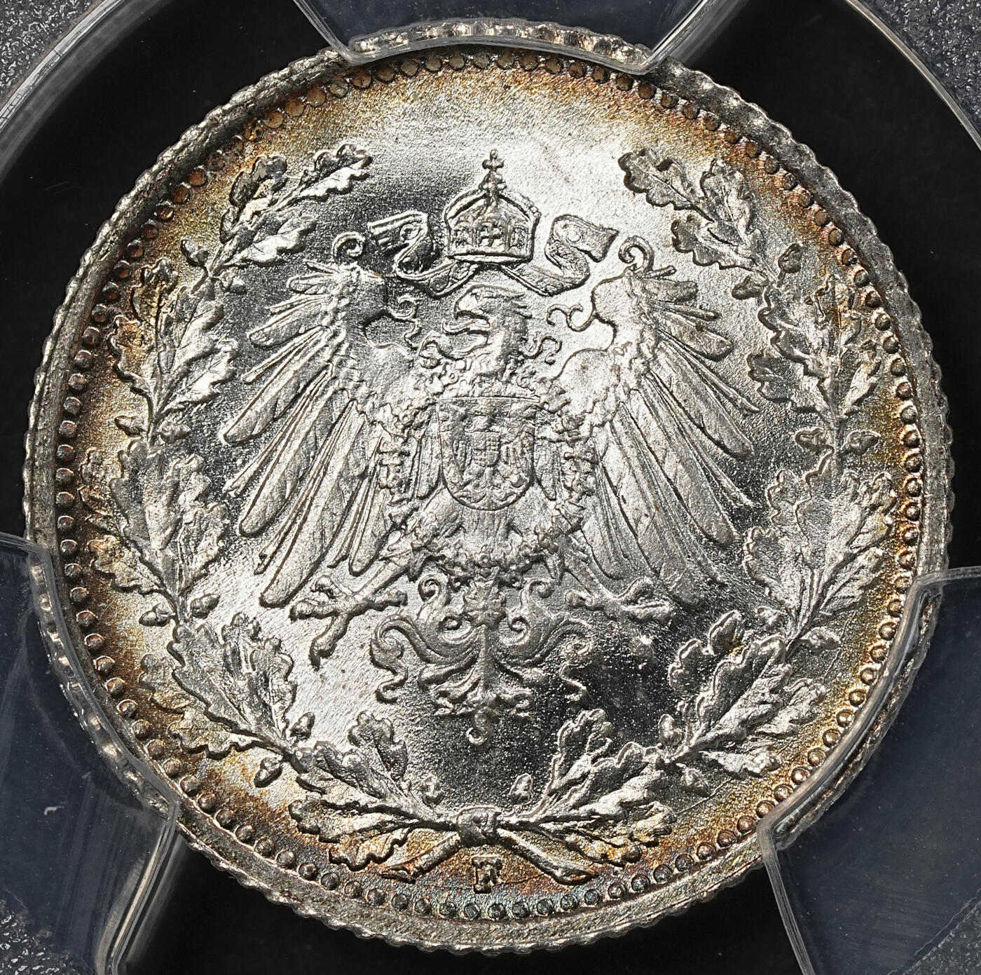 修遠堂世界钱币第一百期 PCGS MS68 1915年德国1/2马克银币 68分老币天花板级别分数 更有环彩加持 收藏级佳品