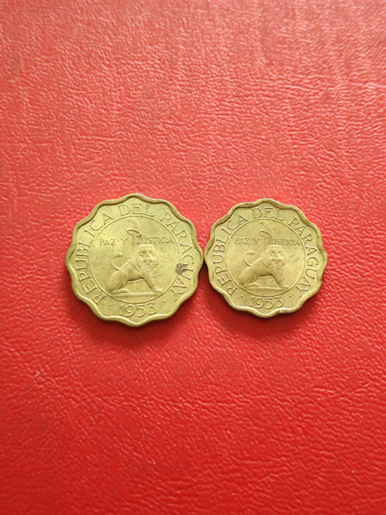 【云涧收藏】第八十五场，无预留最后收官场。 巴拉圭1953年10、15分2枚