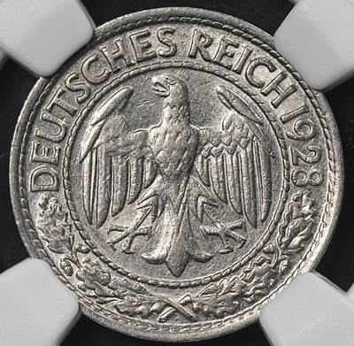 修遠堂世界钱币第一百期 - NGC MS63 1928年德国50芬尼 F厂铭