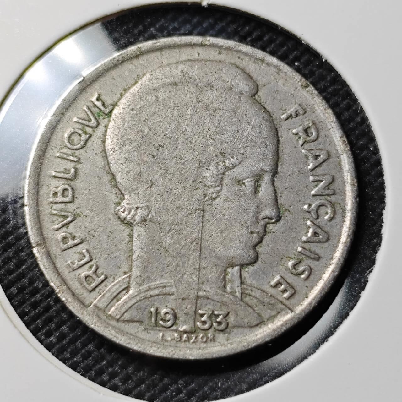 KK钱币收藏小铺  第385期  2月预留时间 周末发货  1933法国小头 5法郎