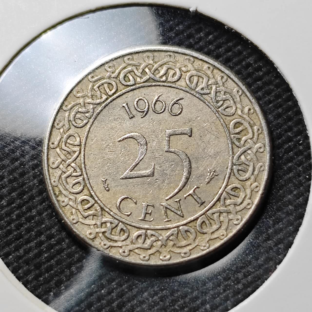 KK钱币收藏小铺  第385期  2月预留时间 周末发货  1966苏里南25分