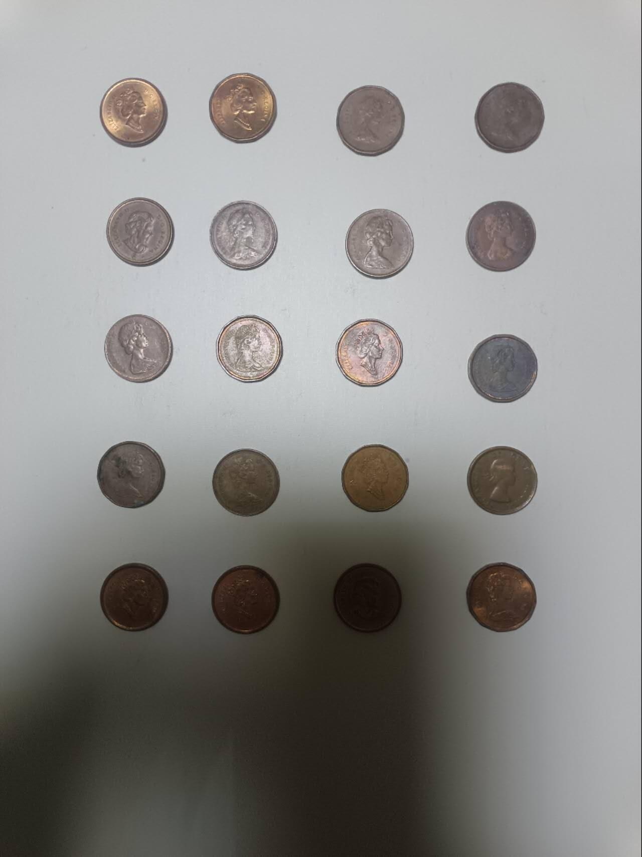 【20260106】非全新纸币和硬币第321场 加拿大1分20枚硬币，有重复