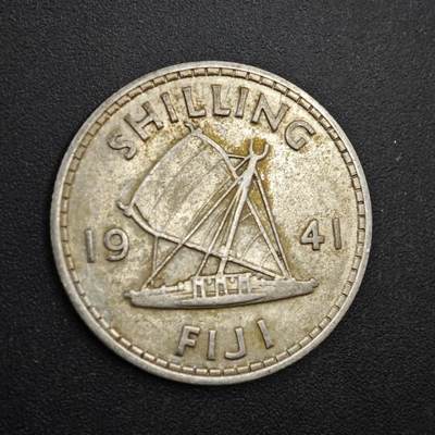 【淘币小摊】限时拍第八百四十拍  散币银币场  满百包邮可预留两周  周一统一发货  - 斐济1941年乔治六世一先令银币参考银价48
