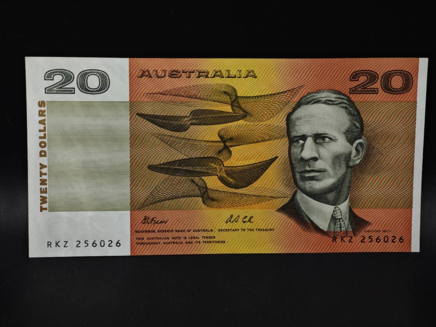 【淘币小摊】限时拍第八百四十二拍  纸币场  满百包邮可预留两周  周一统一发货  澳大利亚20元纸币【有折】