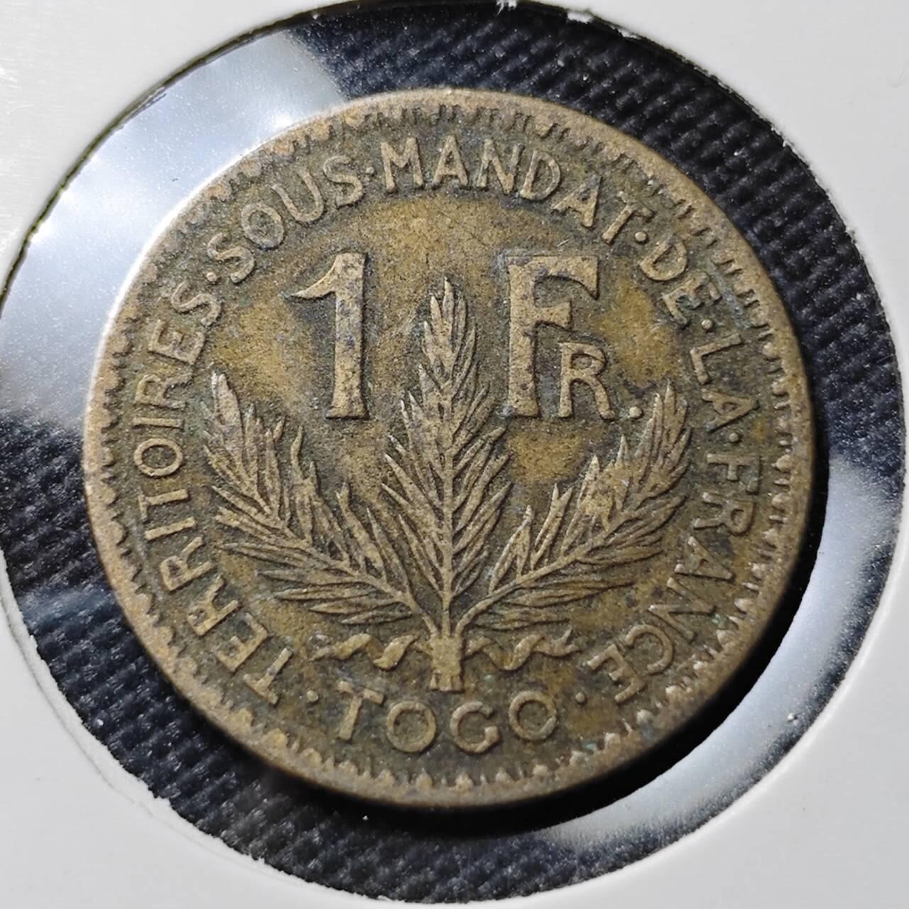 KK钱币收藏小铺  第385期  2月预留时间 周末发货  1924法属多哥1法郎铜币