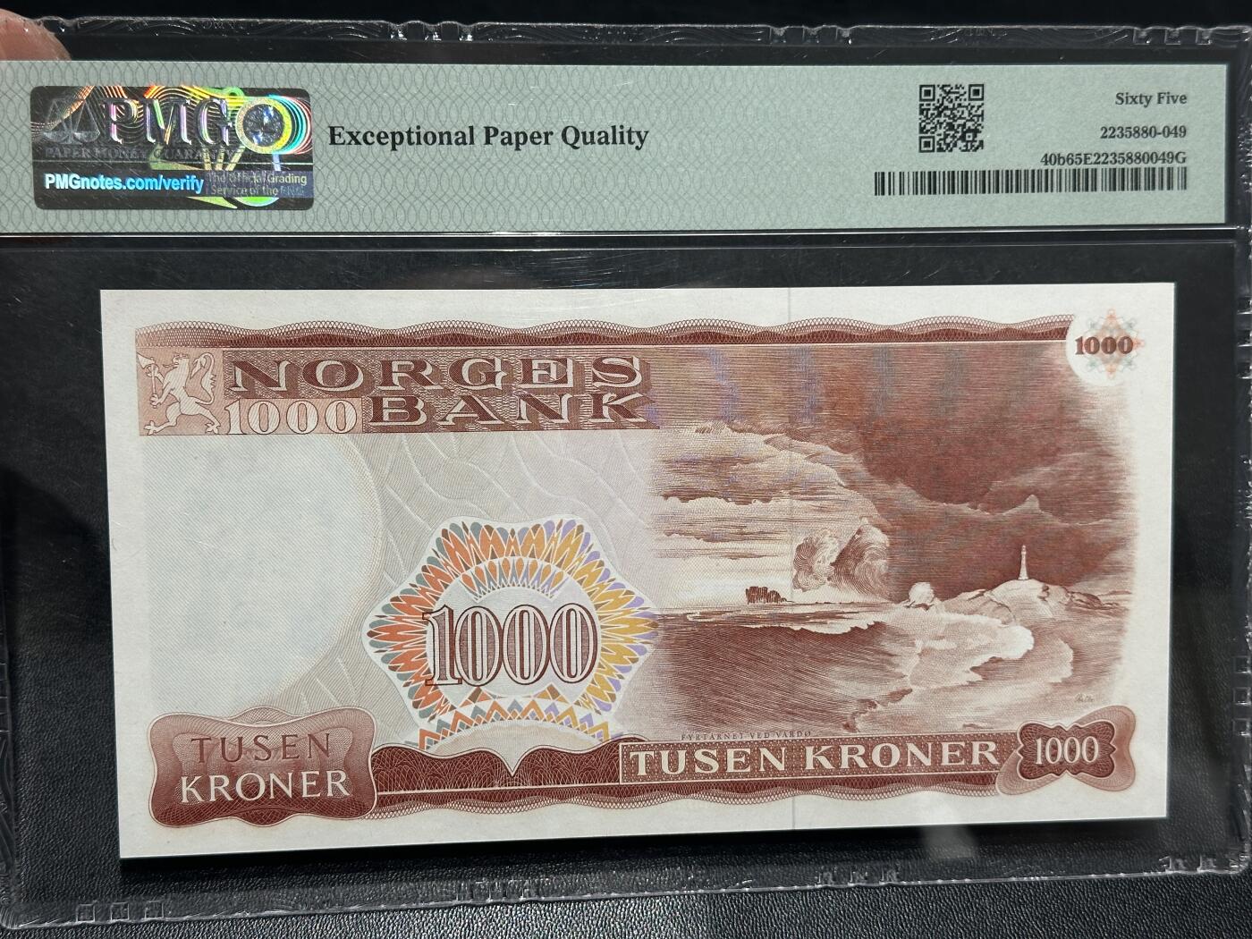 🎉🎉🎉《外钞收藏家》第六百期（年度庆典场）（本平台长期征集拍品、欢迎藏友们联系合作）❤️❤️❤️ 19822年挪威1000克朗 易卜生 PMG65