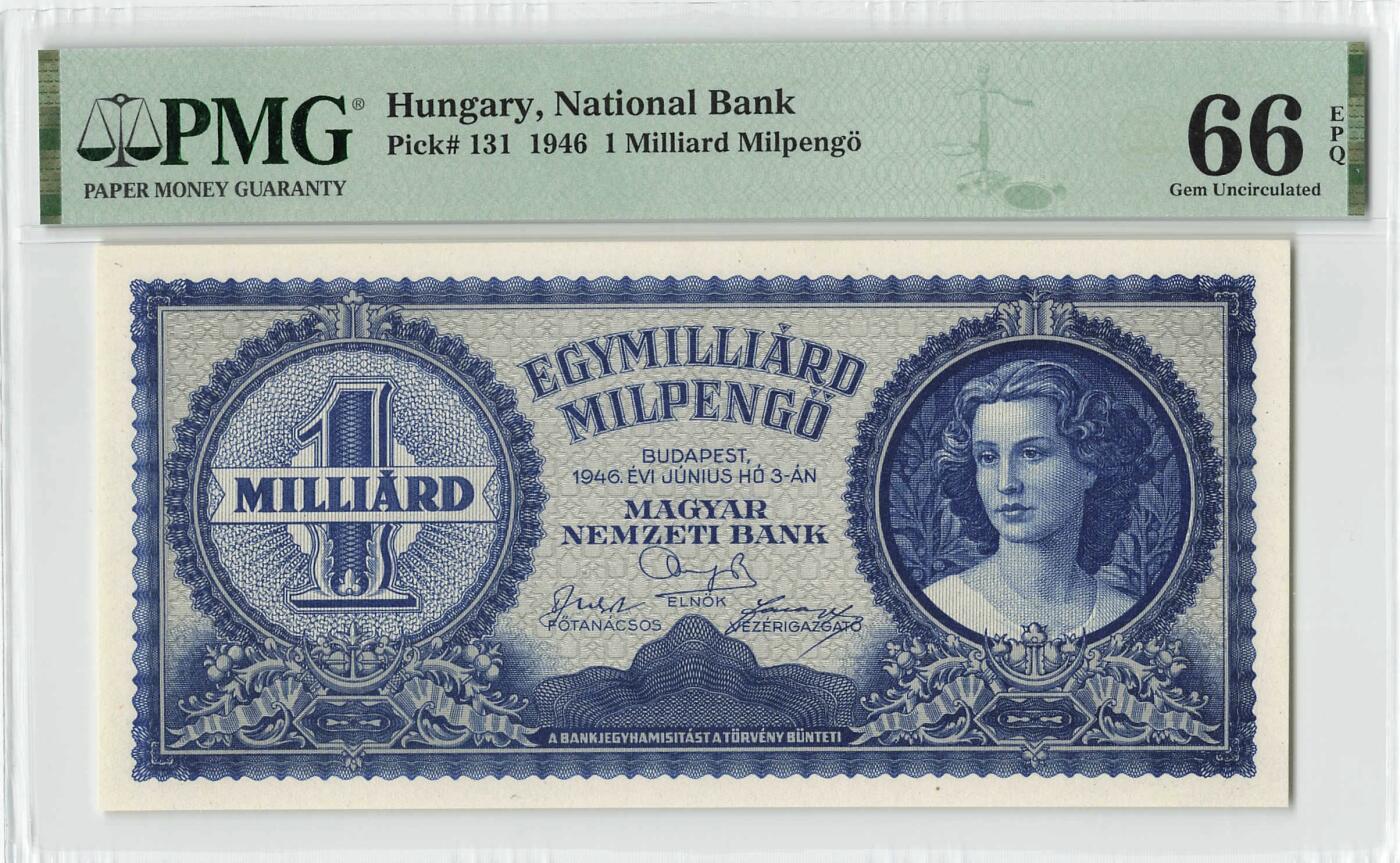 小福收藏拍卖第200期 【庆典场 中拍就有好礼相赠】评级币精选场 本期有捷克斯洛伐克20年100克朗慕夏作品大珍 69分倒置百位号布隆迪世界最大纸币  35年版加拿大经典 苏格兰格拉斯哥大学500年纪念钞倒置小号 卡塔尔80年100里亚尔冠军分 美国教育券 意大利拉斐尔 乌克兰 库克群岛 墨西哥 南斯拉夫 亚美尼亚等多国精美高分珍稀老钞精品纸币 匈牙利 1946年 1.000.000.000.000.000潘戈 p-131 PMG66 EPQ 亚军分