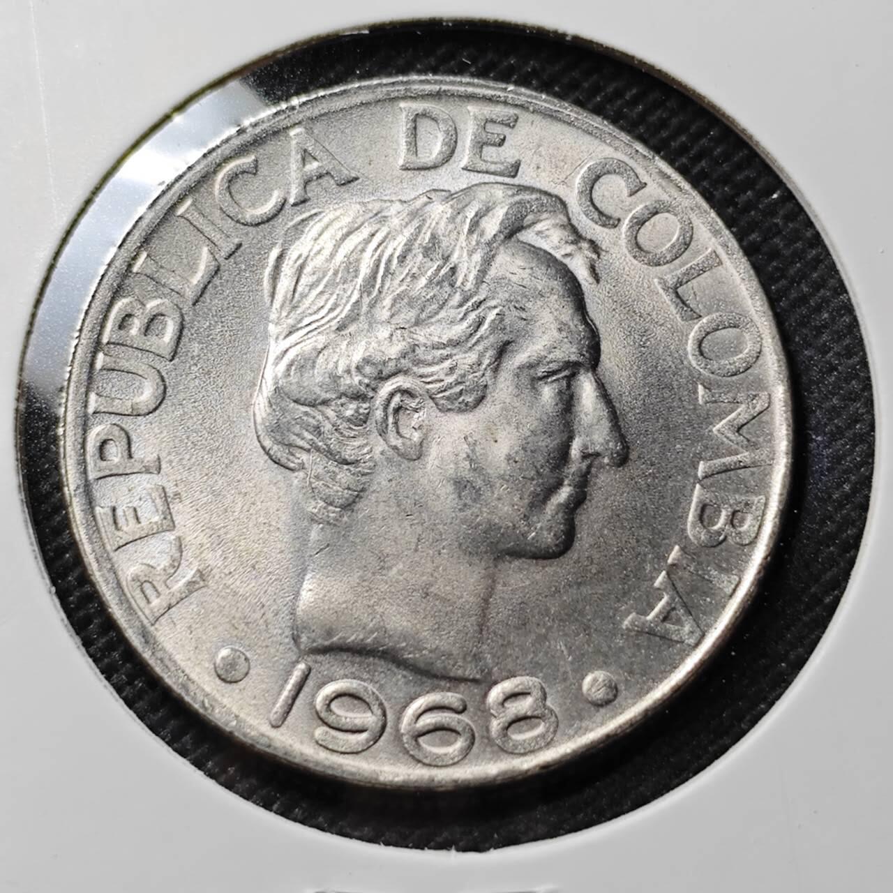 KK钱币收藏小铺  第385期  2月预留时间 周末发货  1968哥伦比亚50分