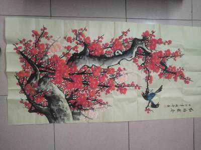 字画专场 - 王成喜老师手绘 红梅报春。140*70cm。