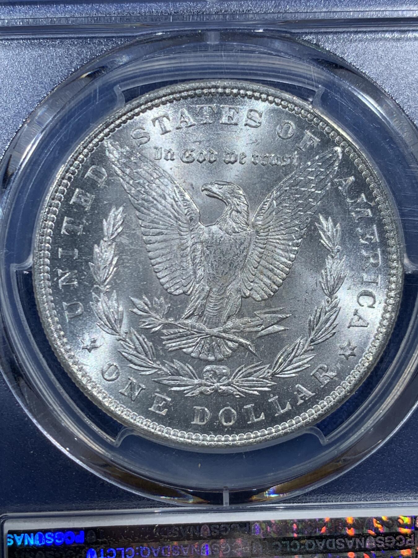 《竞宝斋》第454场 周日，周一 2场连拍 （全场包邮，欢迎送拍） PCGS MS64 美国 1885年 1美元  摩根 经典品种 白亮转光