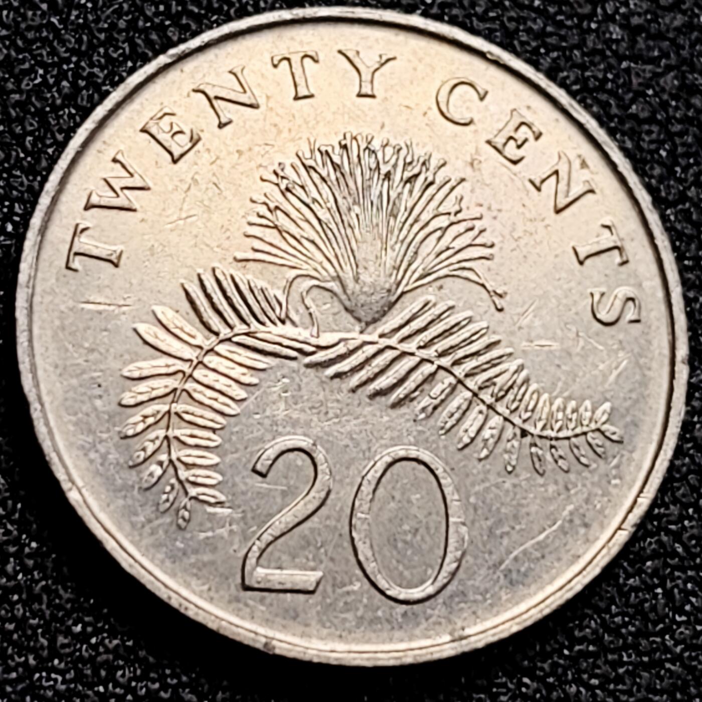 泉币菌-第162场- 新年第五场 精品福利场 2011高币值 新加坡20分 绒球花 高盾徽版 直径21.36mm