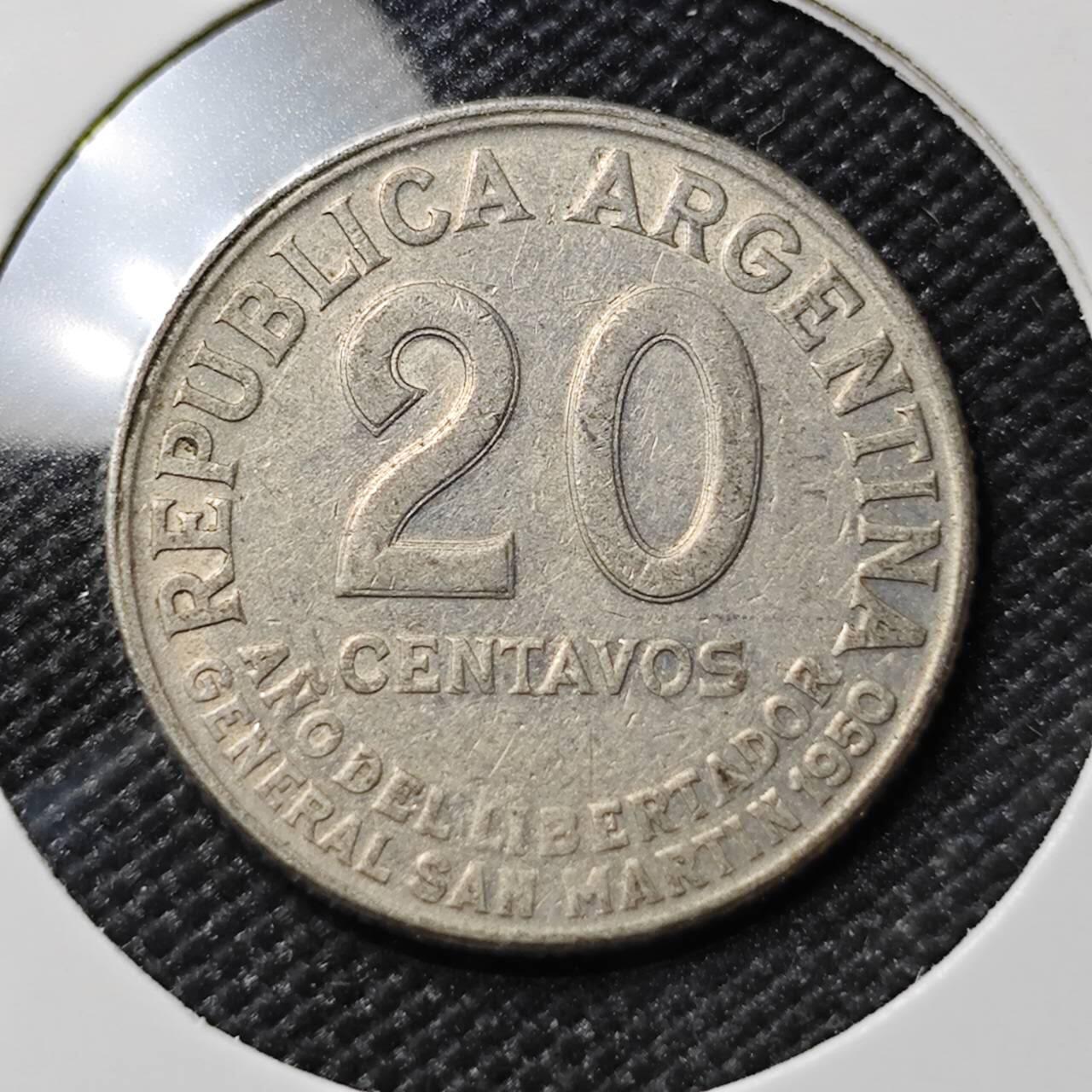 KK钱币收藏小铺  第386期  2月预留时间 周末发货  阿根廷20分纪念币