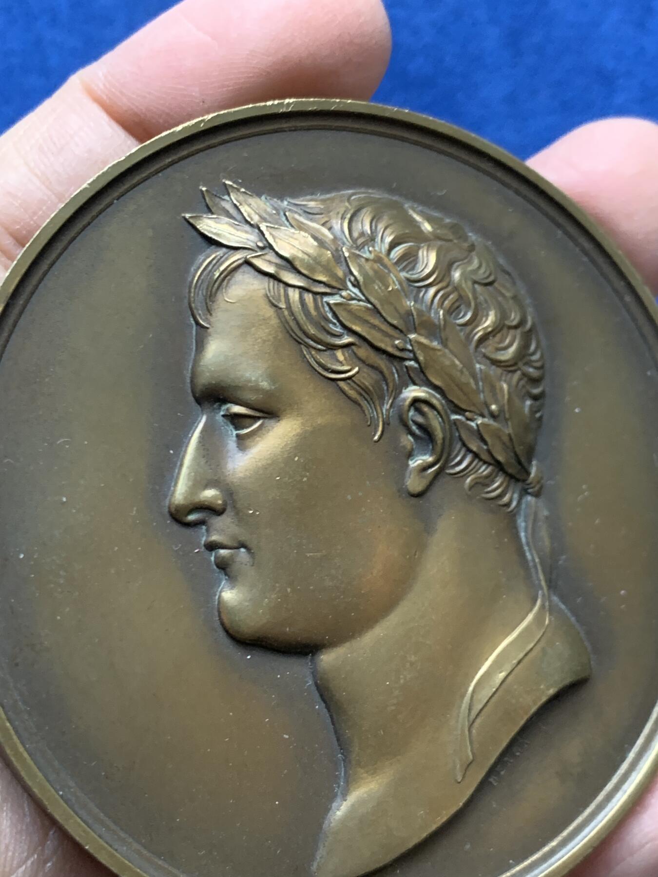 《竞宝斋》第454场 周日，周一 2场连拍 （全场包邮，欢迎送拍） 拿破仑-罗马王子降生纪念大铜章 146.9克 68mm 丰饶角铜标 后铸版本大直径少见