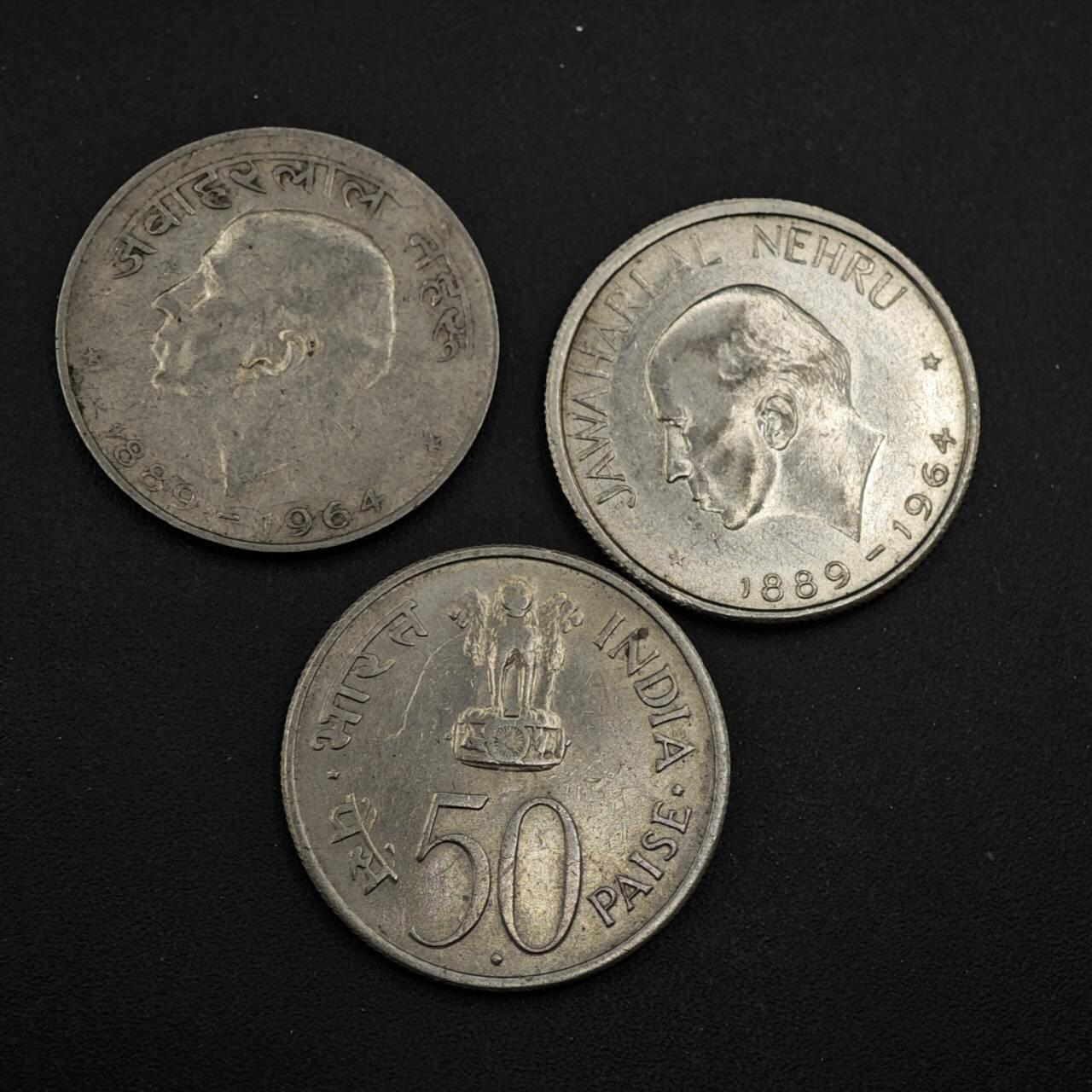 【淘币小摊】实时拍第八百四十一拍   散币批量币场   满百包邮可预留二周 每周一统一发货   印度尼赫鲁50派沙纪念币3枚