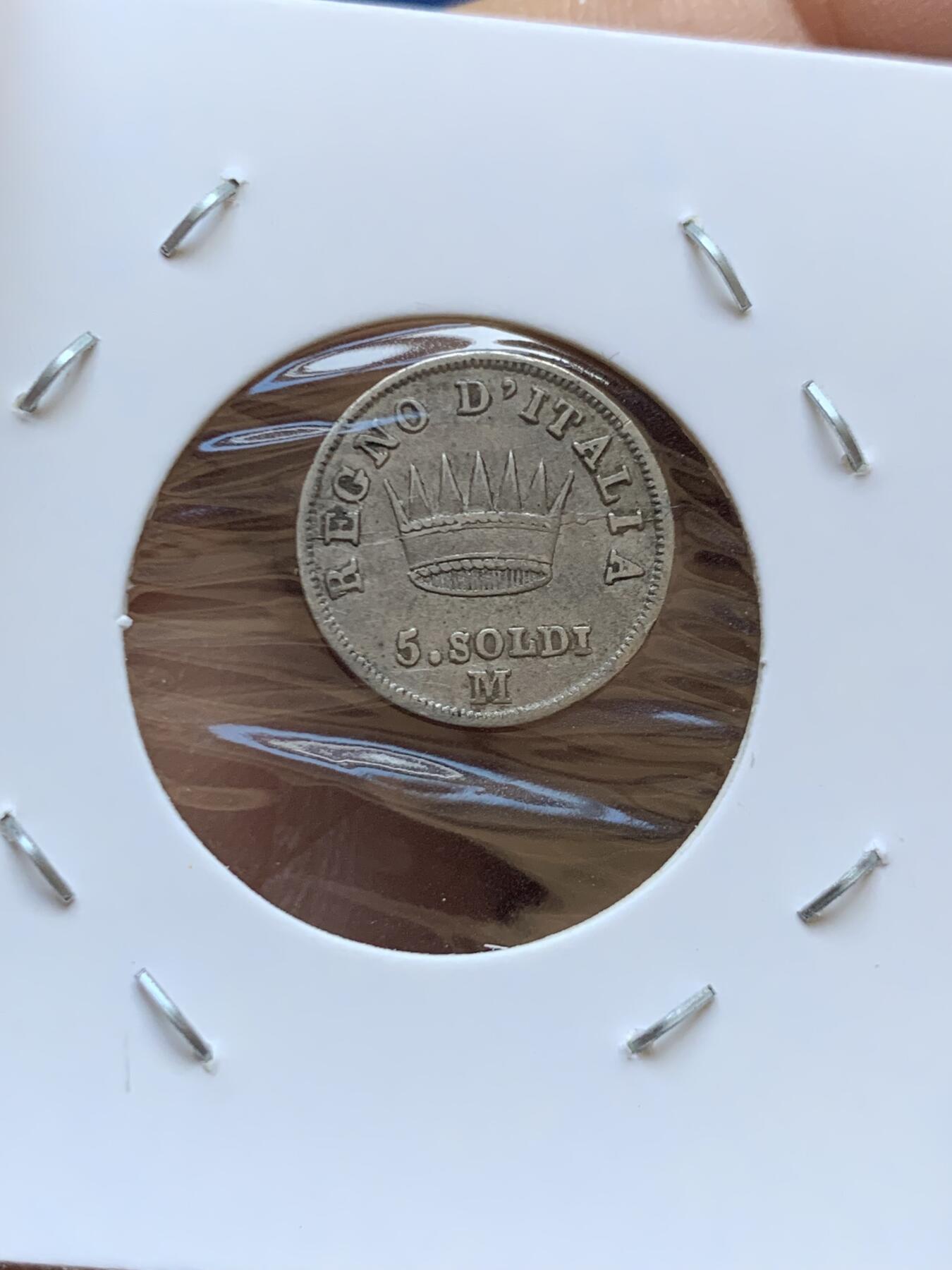 《竞宝斋》第454场 周日，周一 2场连拍 （全场包邮，欢迎送拍） 两枚一组 意大利 拿破仑王国 1813年5索尔迪、1809年10索尔迪 少见银币 均为M版 传世包浆 细节很好 拿系币经典品种