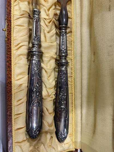 海外回流精品拍卖（五一专场） 欧洲回流银餐具一套，27.3cm，共计147.2g。柄处为银制900，但柄内部材质不确。