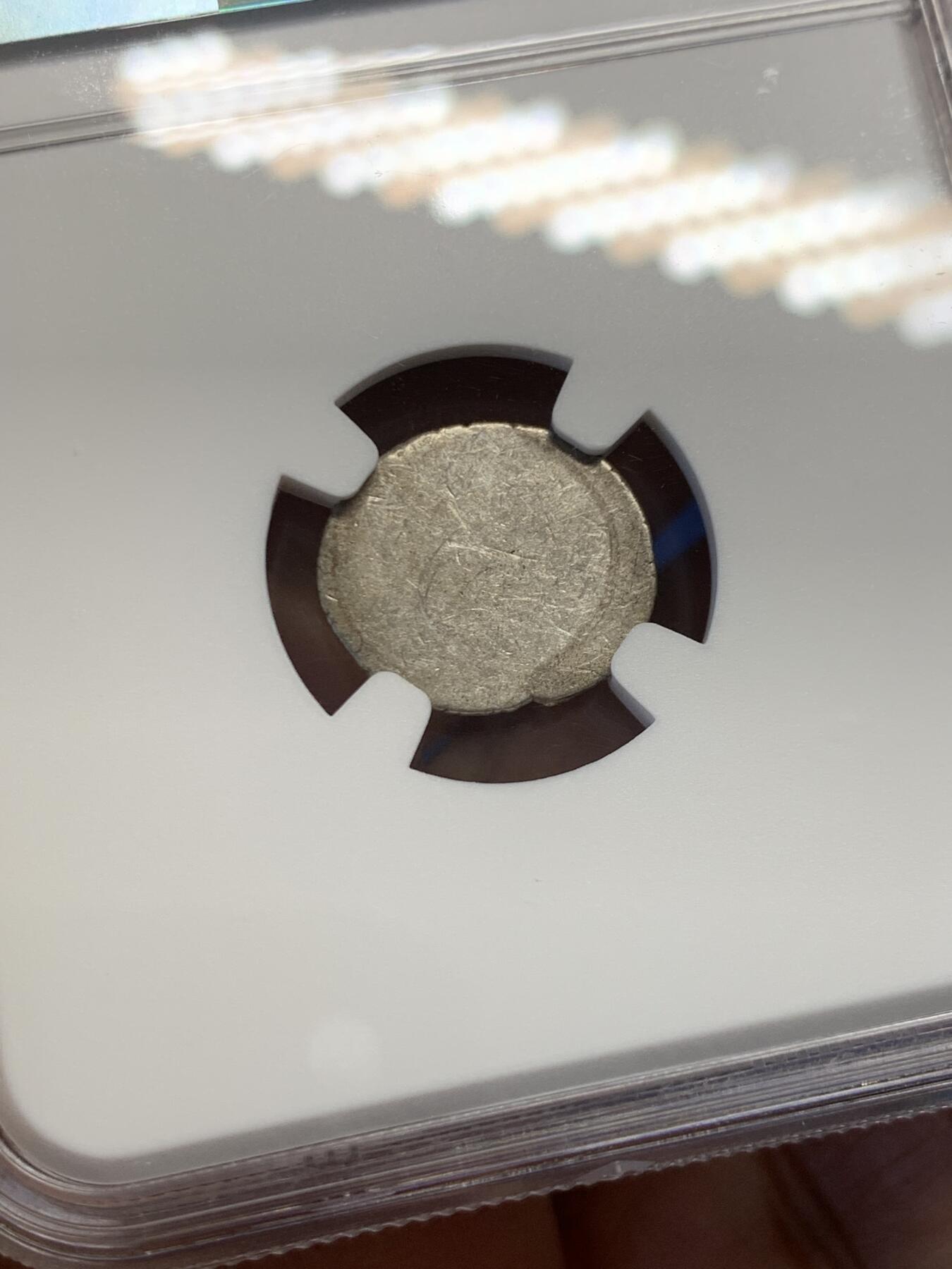 《竞宝斋》第454场 周日，周一 2场连拍 （全场包邮，欢迎送拍） NGC AU53 柬埔寨1600年-1860年神鸟2PE银币 东南亚经典品种