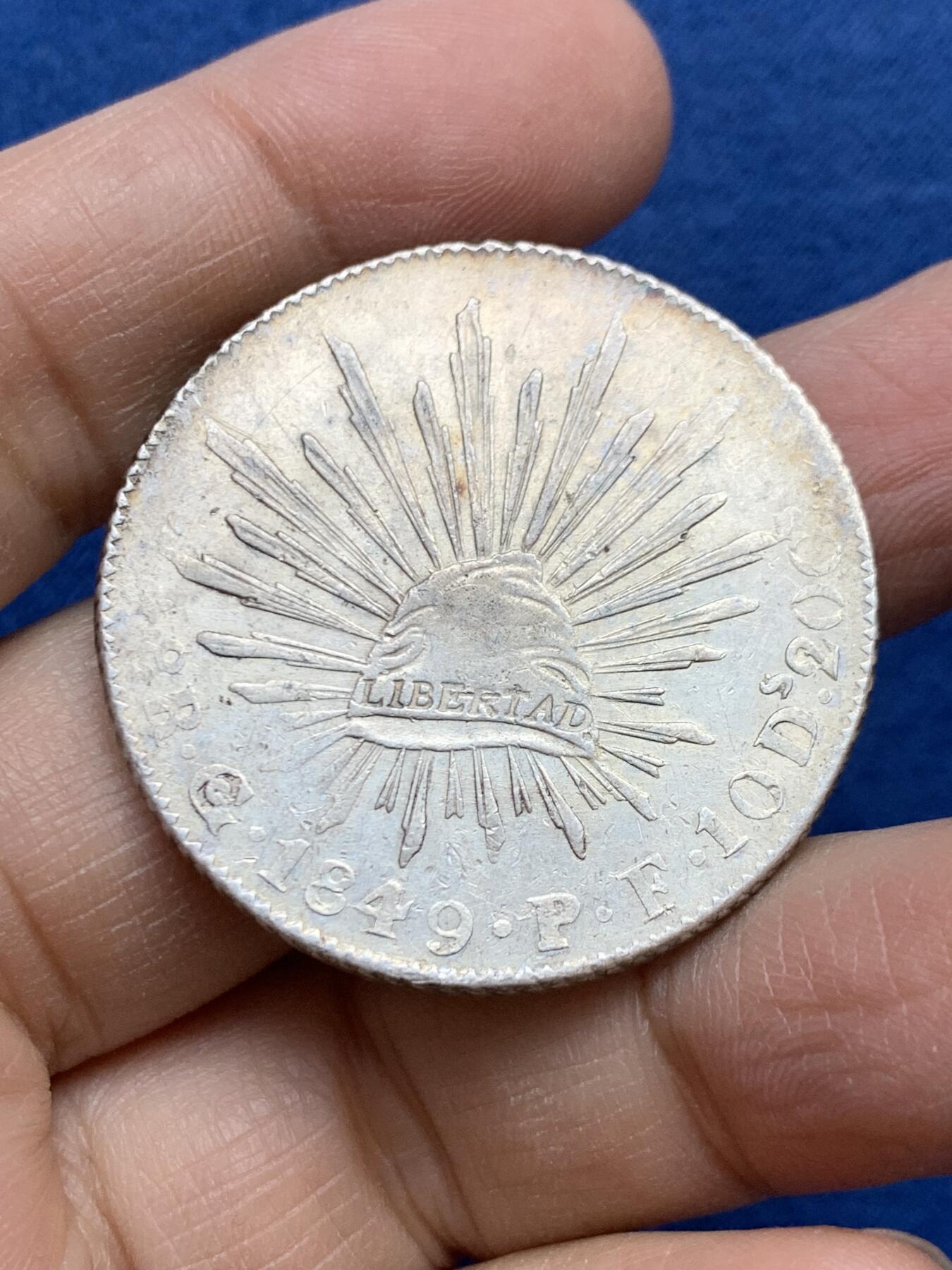 《竞宝斋》第454场 周日，周一 2场连拍 （全场包邮，欢迎送拍） 墨西哥1849 GO PF版 8R鹰洋银币