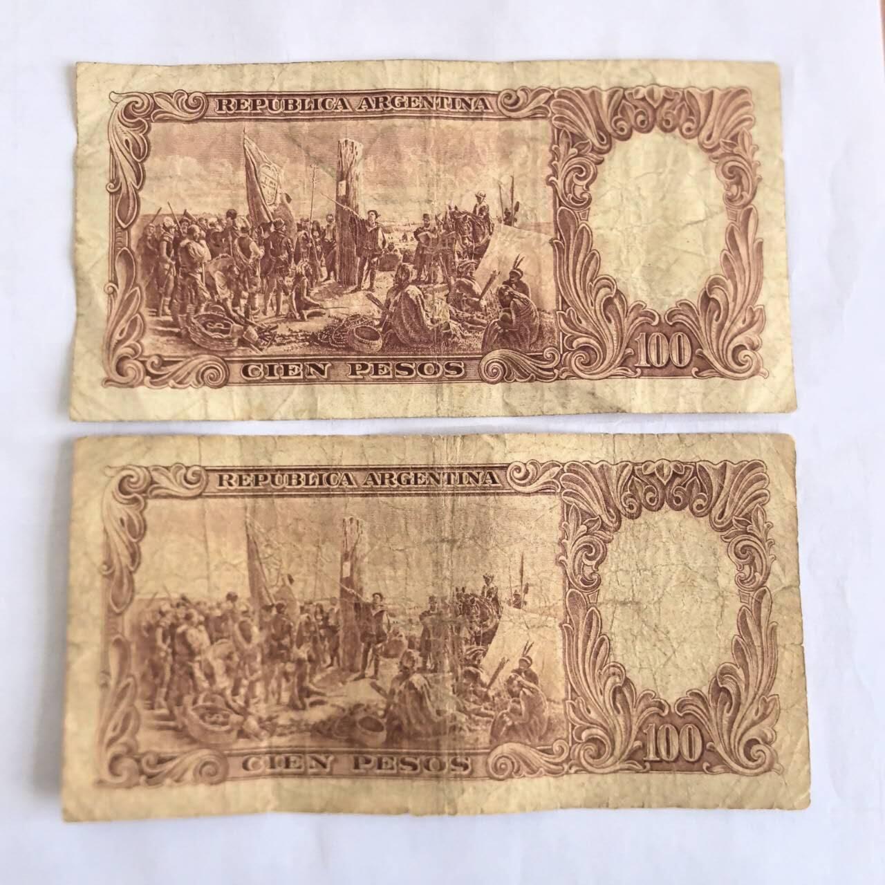 各国外币第107期 无佣金 阿根廷100比索 不同签名