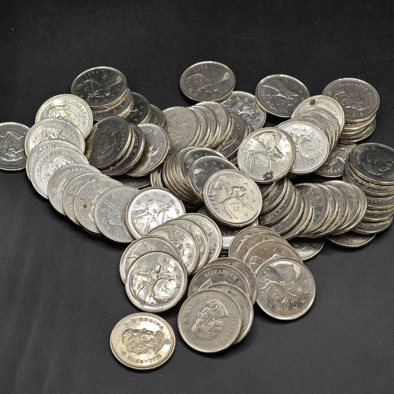 【淘币小摊】实时拍第八百四十一拍   散币批量币场   满百包邮可预留二周 每周一统一发货   加拿大25分100枚