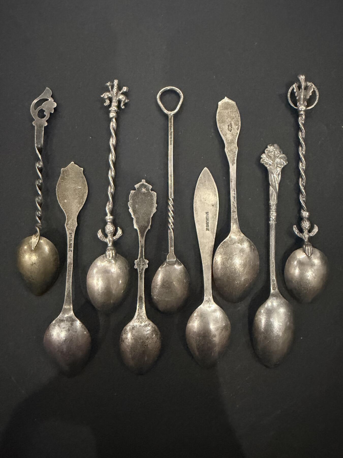 海外回流精品（欧美专场） 欧洲回流纯银咖啡勺9把，58.6g。