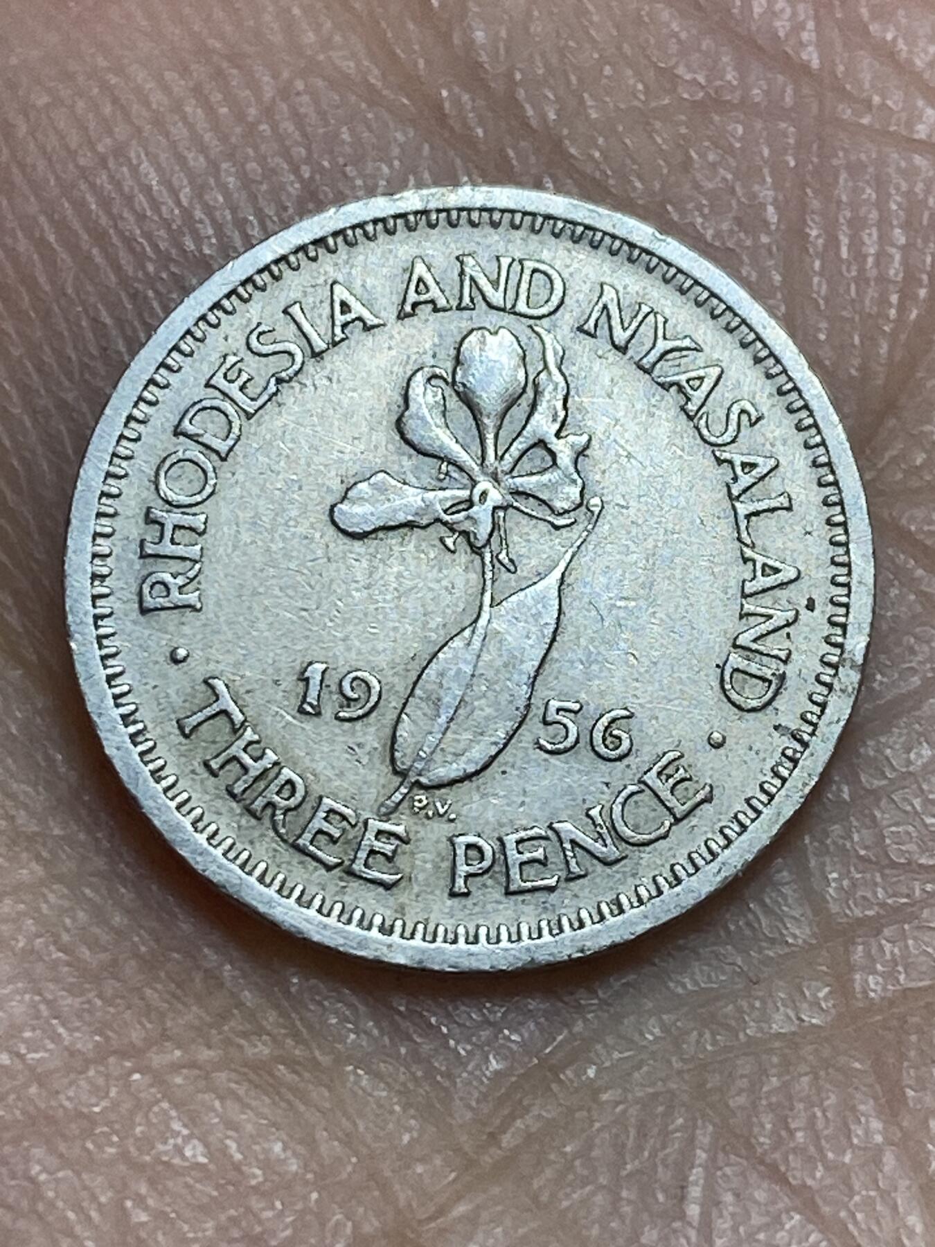 2026年第三场(总第一百七十二场）外国好品散币场(免佣金) 罗德西亚和尼亚萨兰1956年3便士(伊丽莎白二世青年桂冠)