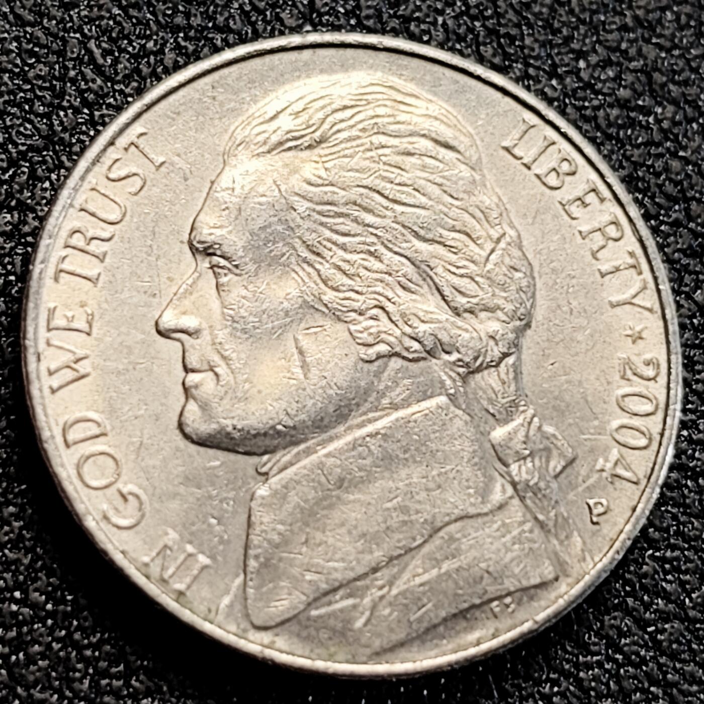 泉币菌-第163场-新年第六场 精品福利场 路易斯安娜购地 2004年美国5分杰费逊銅镍纪念币 21mm