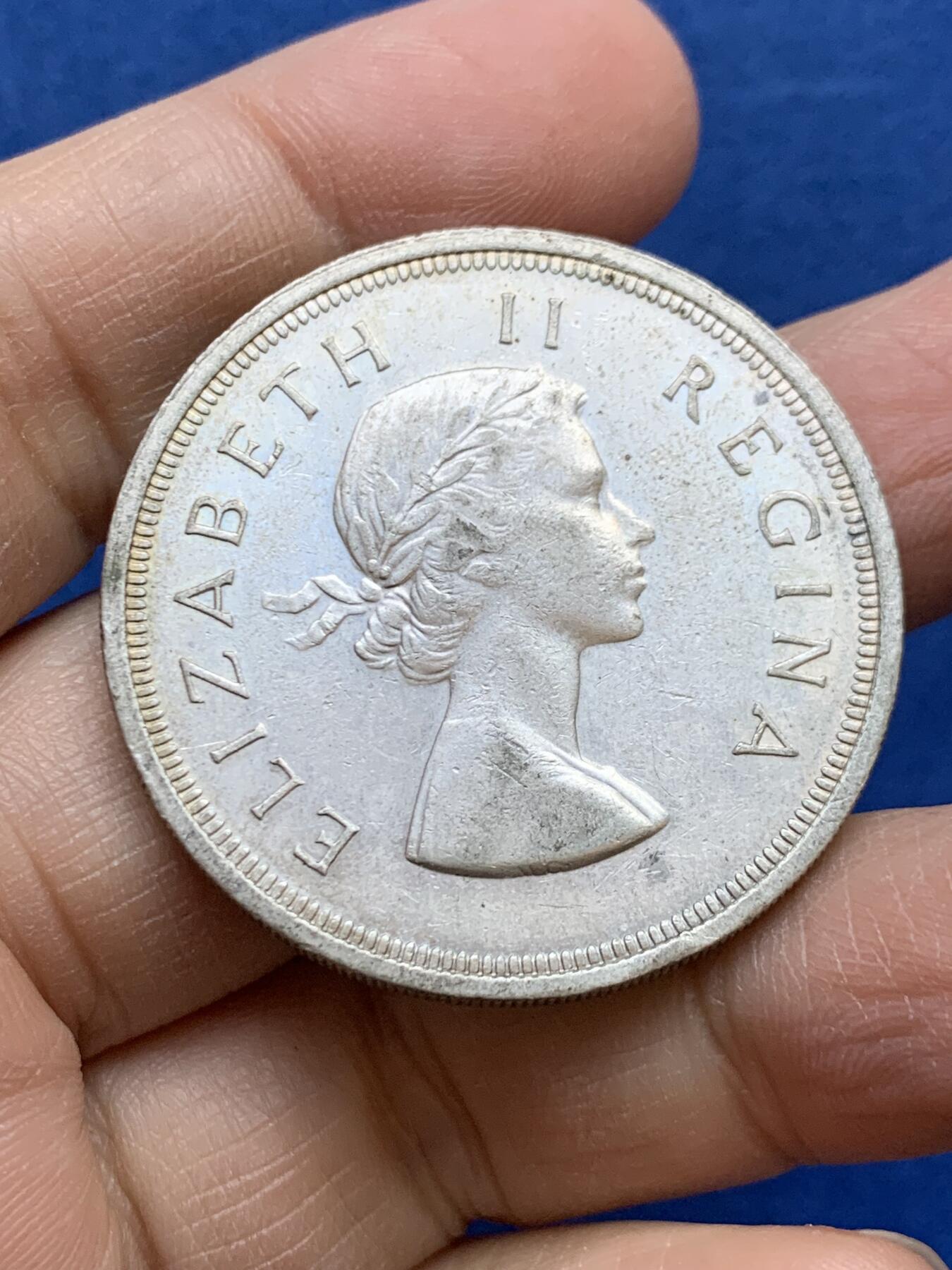 《竞宝斋》第454场 周日，周一 2场连拍 （全场包邮，欢迎送拍） 南非1957年5先令羚羊银币