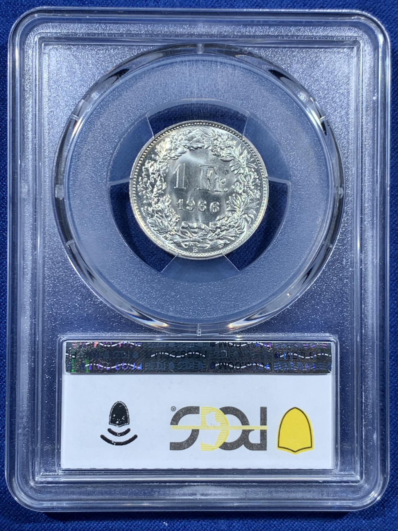 《竞宝斋》第454场 周日，周一 2场连拍 （全场包邮，欢迎送拍） 三枚一组 PCGS MS65-67 瑞士雪山女神1法郎银币 1966年+1967年