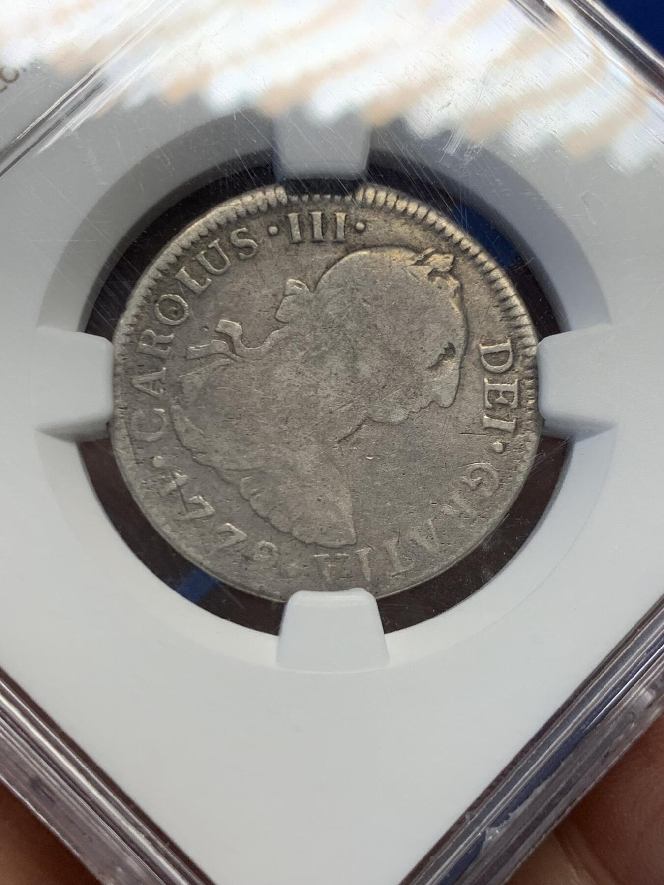 《竞宝斋》第454场 周日，周一 2场连拍 （全场包邮，欢迎送拍） NGC FD 西属墨西哥 1779年 2里亚尔 银币 细节尚可 少见品种