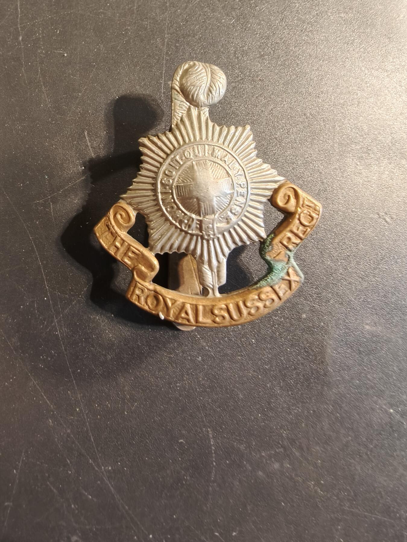 老王徽章第174期 英国皇家苏塞克斯步兵团帽徽   一战时期