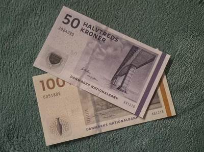 【礼羽收藏】🌏世界钱币拍卖第118期 - 【一组2张】丹麦50-100克朗 全新UNC