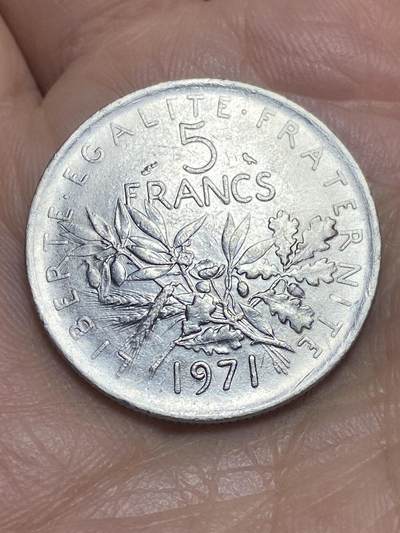 2026年第三场(总第一百七十二场）外国好品散币场(免佣金) - 法国🇫🇷1971年5法郎(Owl–猫头鹰标)