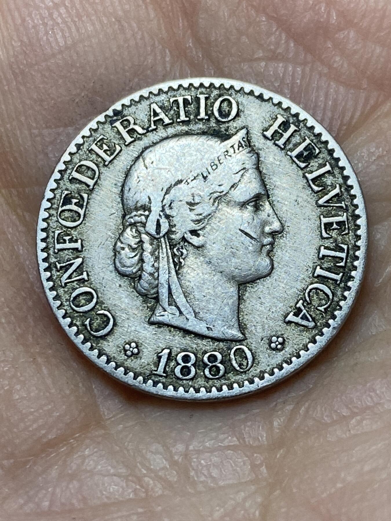 2026年第三场(总第一百七十二场）外国好品散币场(免佣金) 稀少早期年份–瑞士🇨🇭1880年10拉彭(第二版，B标伯尔尼造)